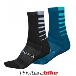 Endura Coolmax Stripe Socks (Double Pack) Blue